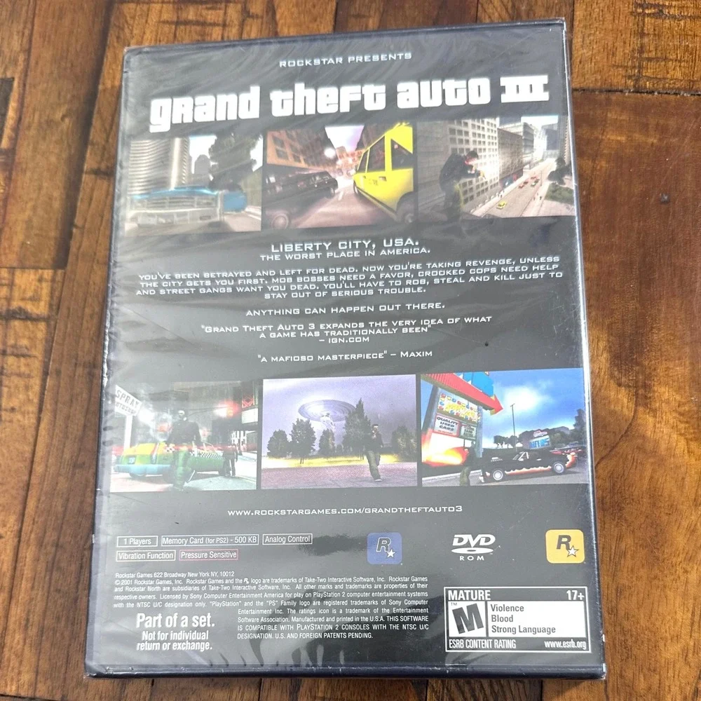 Factory Sealed GTA III PS2 Grand Theft Auto 3 Game New NTSC‎ Black Label 2001